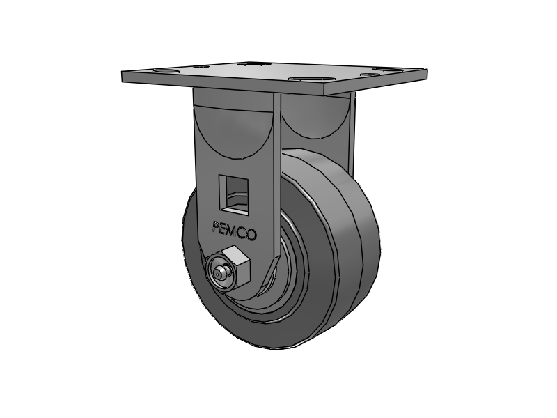 E-line Rigid 4"x2" Rubber USA-Made TPR Wheel 4"x4.5" Plate Caster; Part# ER4X2TPRD - Pemco