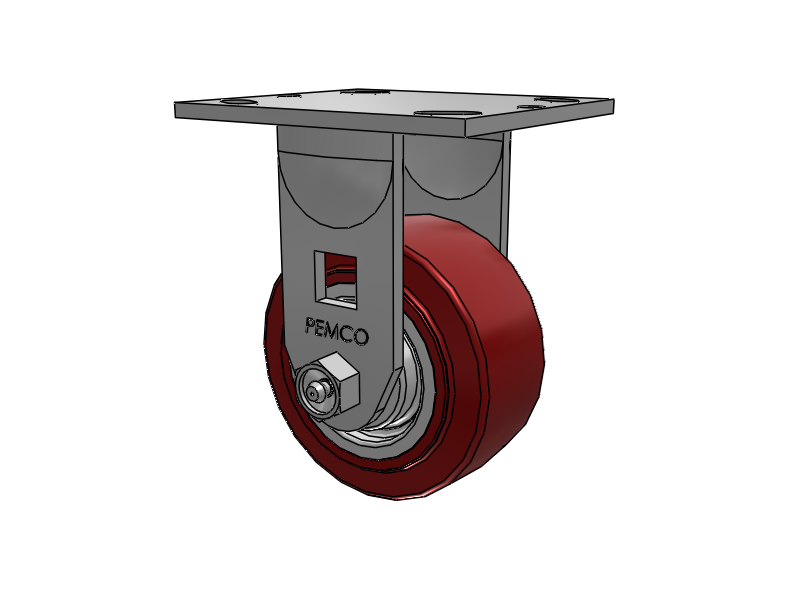 E-line Rigid 4"x2" Polyurethane (TPU) USA-Made Wheel 4"x4.5" Plate Caster; Part# ER4X2TUMD - Pemco