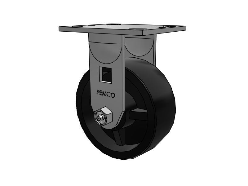 E-line Rigid 5"x2" Polypropylene USA-Made Wheel 4"x4.5" Plate Caster; Part# ER5X2PODD - Pemco