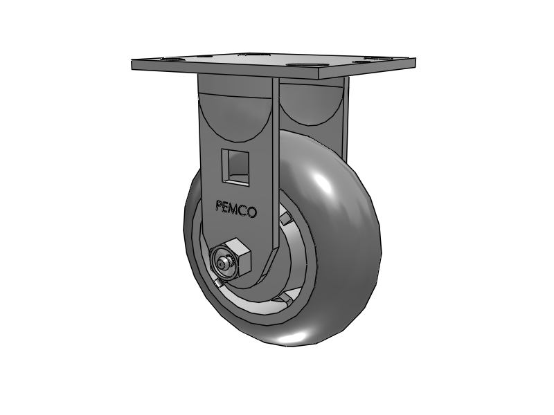 E-line Rigid 5"x2" Rubber Donut USA-Made TPR Wheel 4"x4.5" Plate Caster; Part# ER5X2TPDB - Pemco