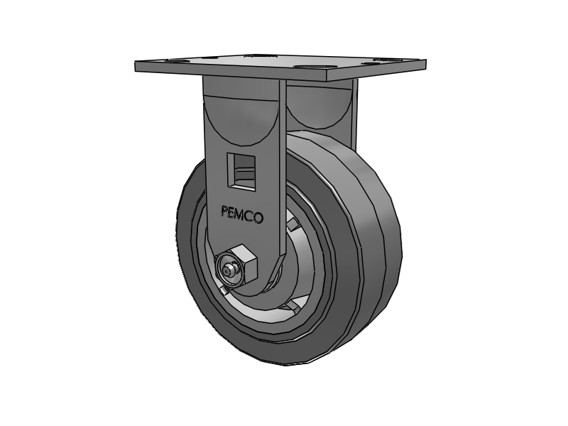 E-line Rigid 5"x2" Rubber USA-Made TPR Wheel 4"x4.5" Plate Caster; Part# ER5X2TPRD - Pemco