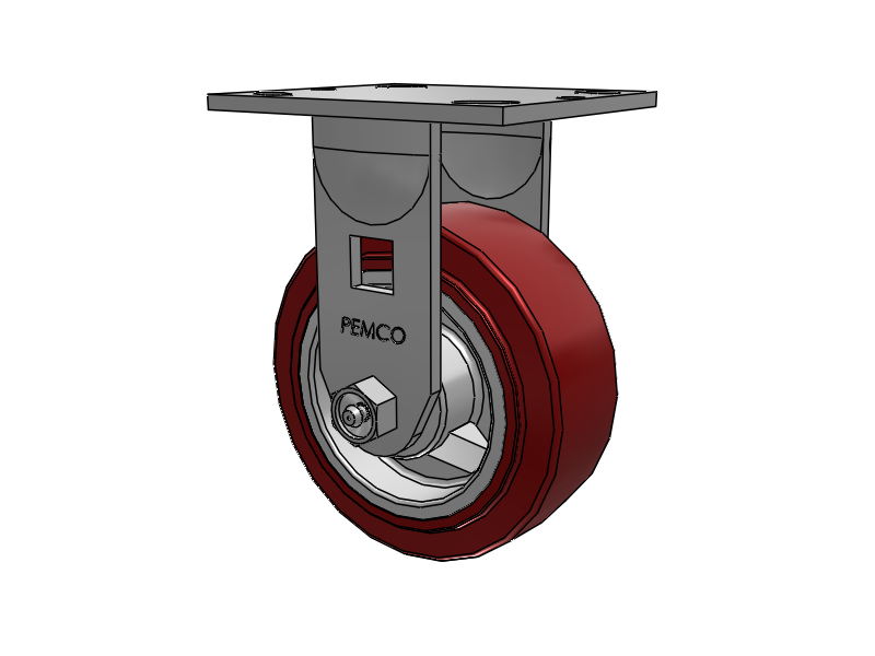 E-line Rigid 5"x2" Polyurethane (TPU) USA-Made Wheel 4"x4.5" Plate Caster; Part# ER5X2TUMD