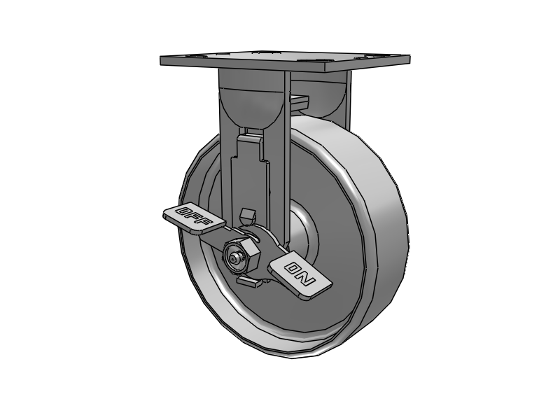 E-line 6"x2" Cast Iron Rigid Caster w/ Tread Lock Brake - Part# ER6X2CIRTBK - Pemco