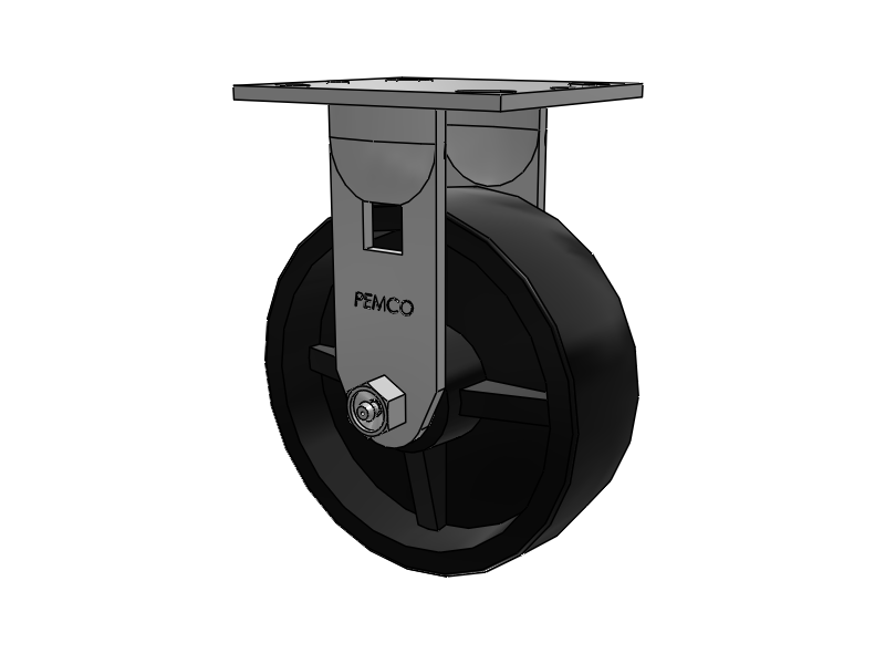 E-line Rigid 6"x2" Polypropylene USA-Made Wheel 4"x4.5" Plate Caster; Part# ER6X2PODB - Pemco