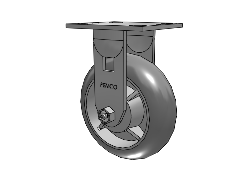 E-line Rigid 6"x2" Rubber Donut USA-Made TPR Wheel 4"x4.5" Plate Caster; Part# ER6X2TPDB - Pemco