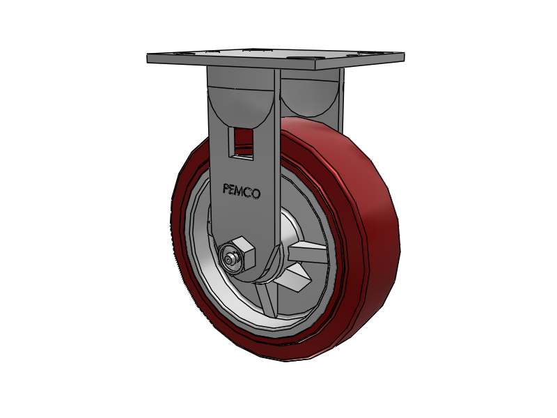 E-line Rigid 6"x2" Polyurethane (TPU) USA-Made Wheel 4"x4.5" Plate Caster; Part# ER6X2TUMD - Pemco