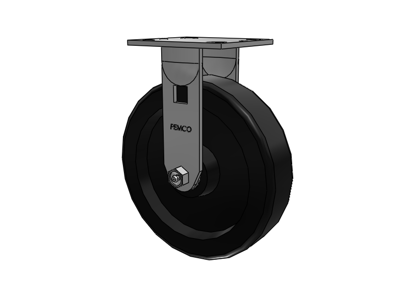 E-line Rigid 8"x2" Phenolic USA-Made Wheel 4"x4.5" Plate Caster; Part# ER8X2PHND - Pemco