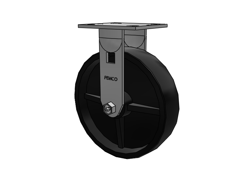 E-line Rigid 8"x2" Polypropylene USA-Made Wheel 4"x4.5" Plate Caster; Part# ER8X2PODD - Pemco