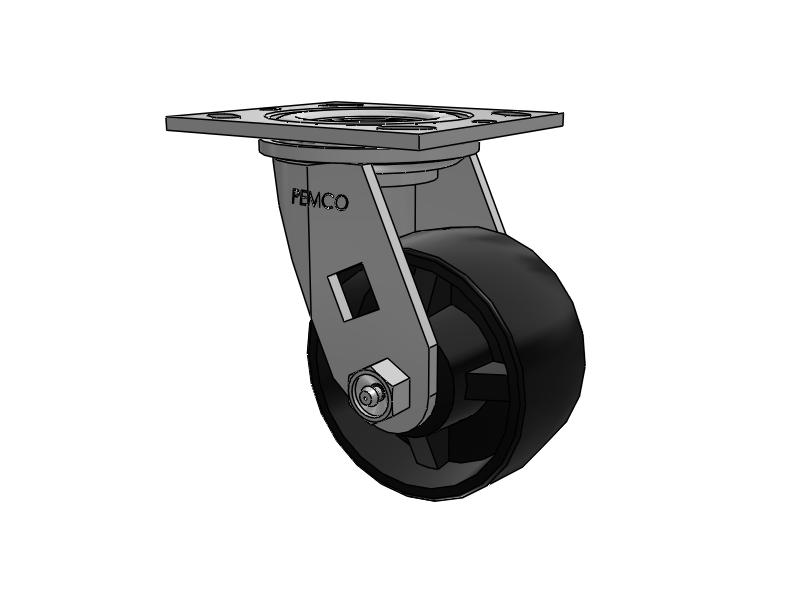 E-line Swivel 4"x2" Polypropylene USA-Made Wheel 4"x4.5" Plate Caster; Part# ES4X2POD - Pemco