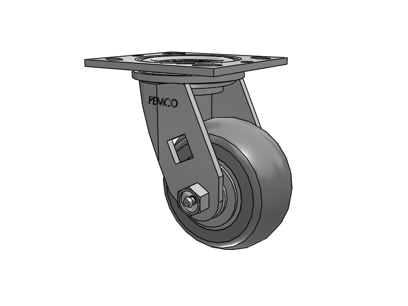 E-line Swivel 4"x2" Rubber Donut USA-Made TPR Wheel 4"x4.5" Plate Caster; Part# ES4X2TPDD - Pemco
