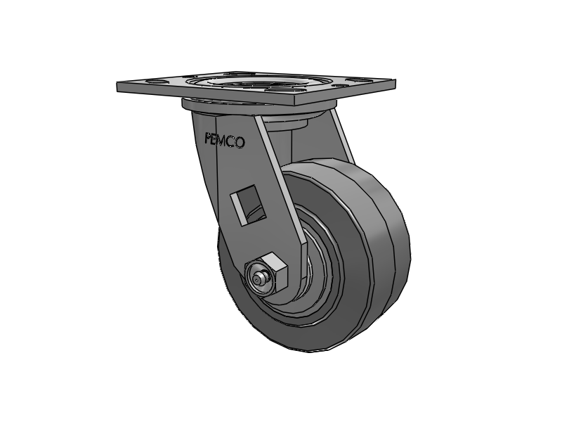 E-line Swivel 4"x2" Rubber USA-Made TPR Wheel 4"x4.5" Plate Caster; Part# ES4X2TPRD - Pemco