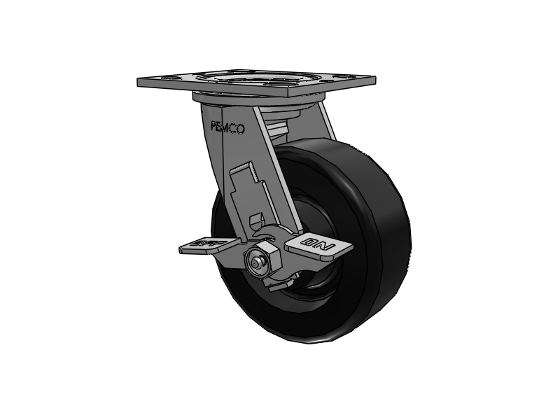 E-line Swivel 5"x2" Phenolic USA-Made Wheel 4"x4.5" Plate Caster With Tread Lock Brake; Part# ES5X2PHNDTBK