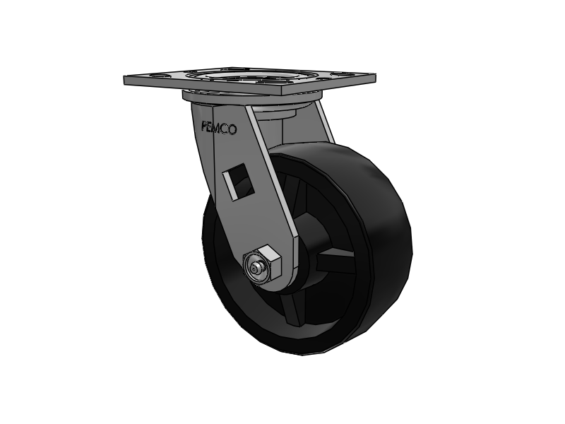E-line Swivel 5"x2" Polypropylene USA-Made Wheel 4"x4.5" Plate Caster; Part# ES5X2PODD - Pemco