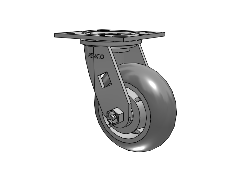E-line Swivel 5"x2" Rubber Donut USA-Made TPR Wheel 4"x4.5" Plate Caster; Part# ES5X2TPDD