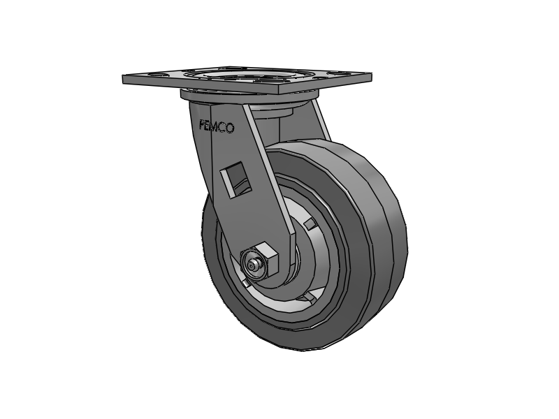 E-line Swivel 5"x2" Rubber USA-Made TPR Wheel 4"x4.5" Plate Caster; Part# ES5X2TPRD - Pemco