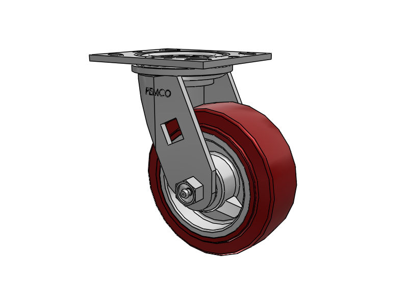 E-line Swivel 5"x2" Polyurethane (TPU) USA-Made Wheel 4"x4.5" Plate Caster; Part# ES5X2TUMB - Pemco