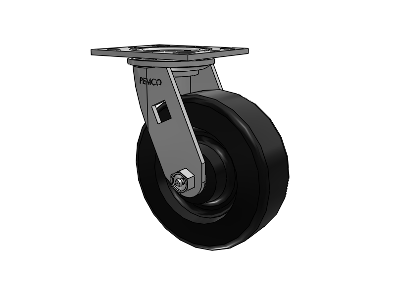 E-line Swivel 6"x2" Phenolic USA-Made Wheel 4"x4.5" Plate Caster; Part# ES6X2PHNB - Pemco