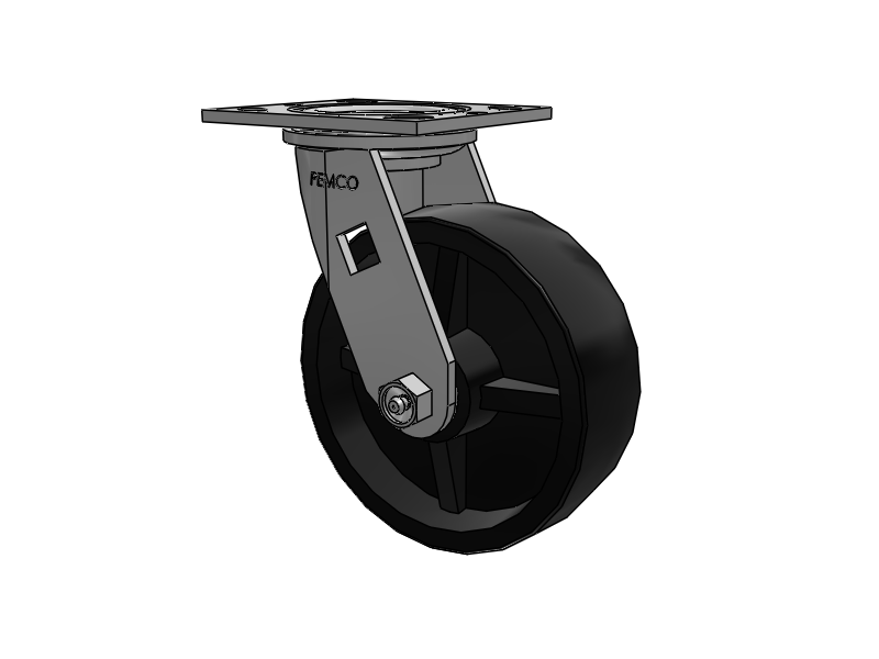 E-line Swivel 6"x2" Polypropylene USA-Made Wheel 4"x4.5" Plate Caster; Part# ES6X2PODB - Pemco