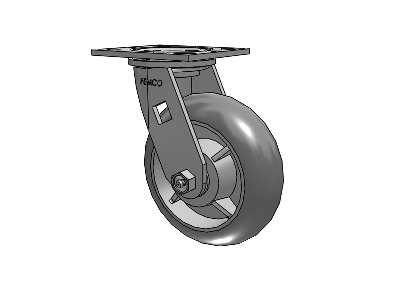 E-line Swivel 6"x2" Rubber Donut USA-Made TPR Wheel 4"x4.5" Plate Caster; Part# ES6X2TPDD - Pemco