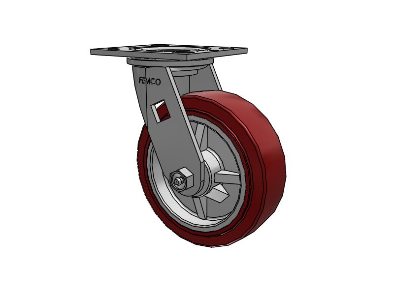 E-line Swivel 6"x2" Polyurethane (TPU) USA-Made Wheel 4"x4.5" Plate Caster; Part# ES6X2TUMD - Pemco