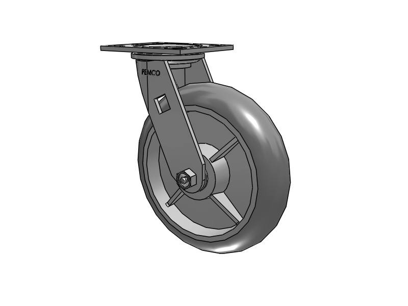 E-line Swivel 8"x2" Rubber Donut USA-Made TPR Wheel 4"x4.5" Plate Caster; Part# ES8X2TPDD - Pemco