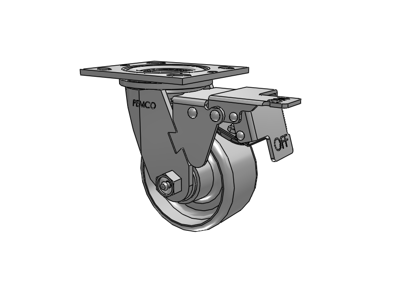 E-line Swivel 4"x2" Cast Iron Wheel 4"x4.5" Plate Caster With Total Lock; Part# ET4X2CIR - Pemco