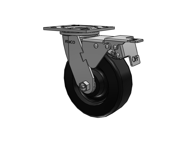 E-line Swivel 6"x2" Phenolic USA-Made Wheel 4"x4.5" Plate Caster With Total Lock; Part# ET6X2PHND - Pemco