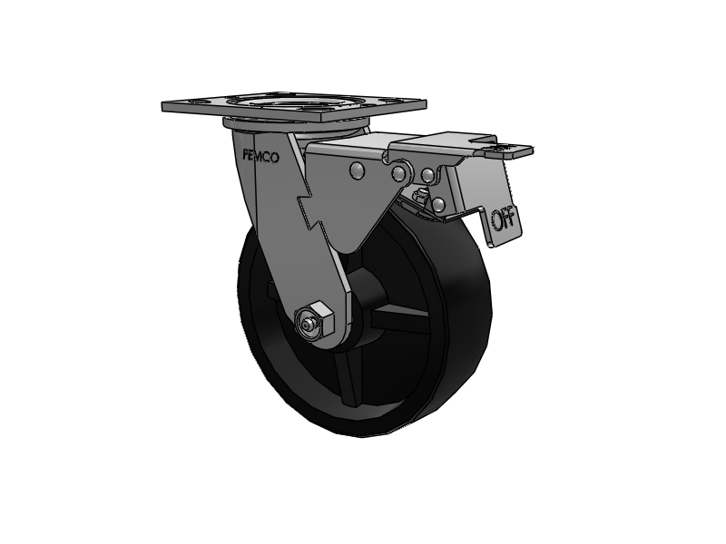 E-line Swivel 6"x2" Polypropylene USA-Made Wheel 4"x4.5" Plate Caster With Total Lock; Part# ET6X2PODD - Pemco