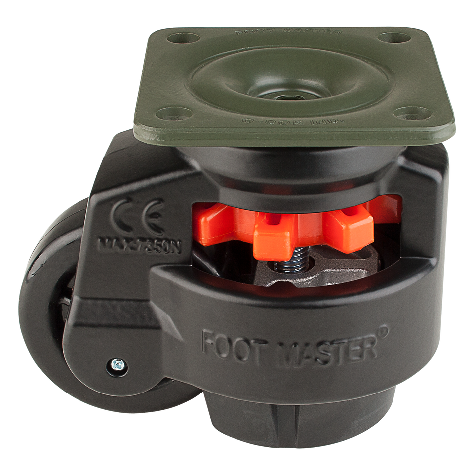 Footmaster GD Series Leveling Caster 75 x 30mm Wheel - GD-100F-BLK - Foot Master
