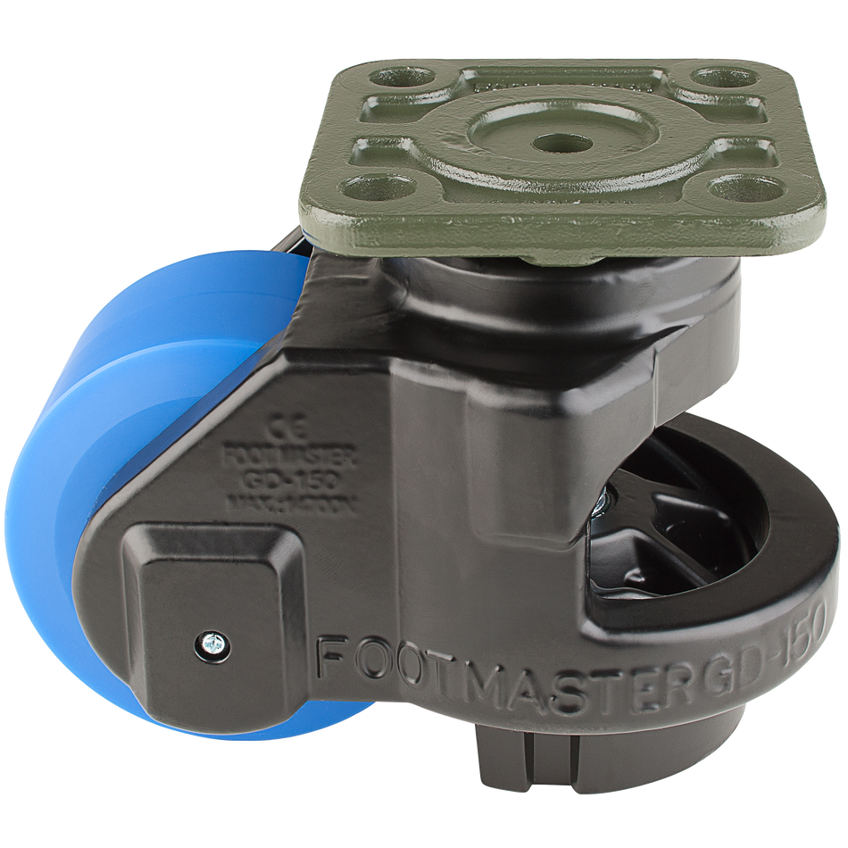 Footmaster GD Series Leveling Caster 100 x 100mm Wheel - GD-150F-BLK - Foot Master