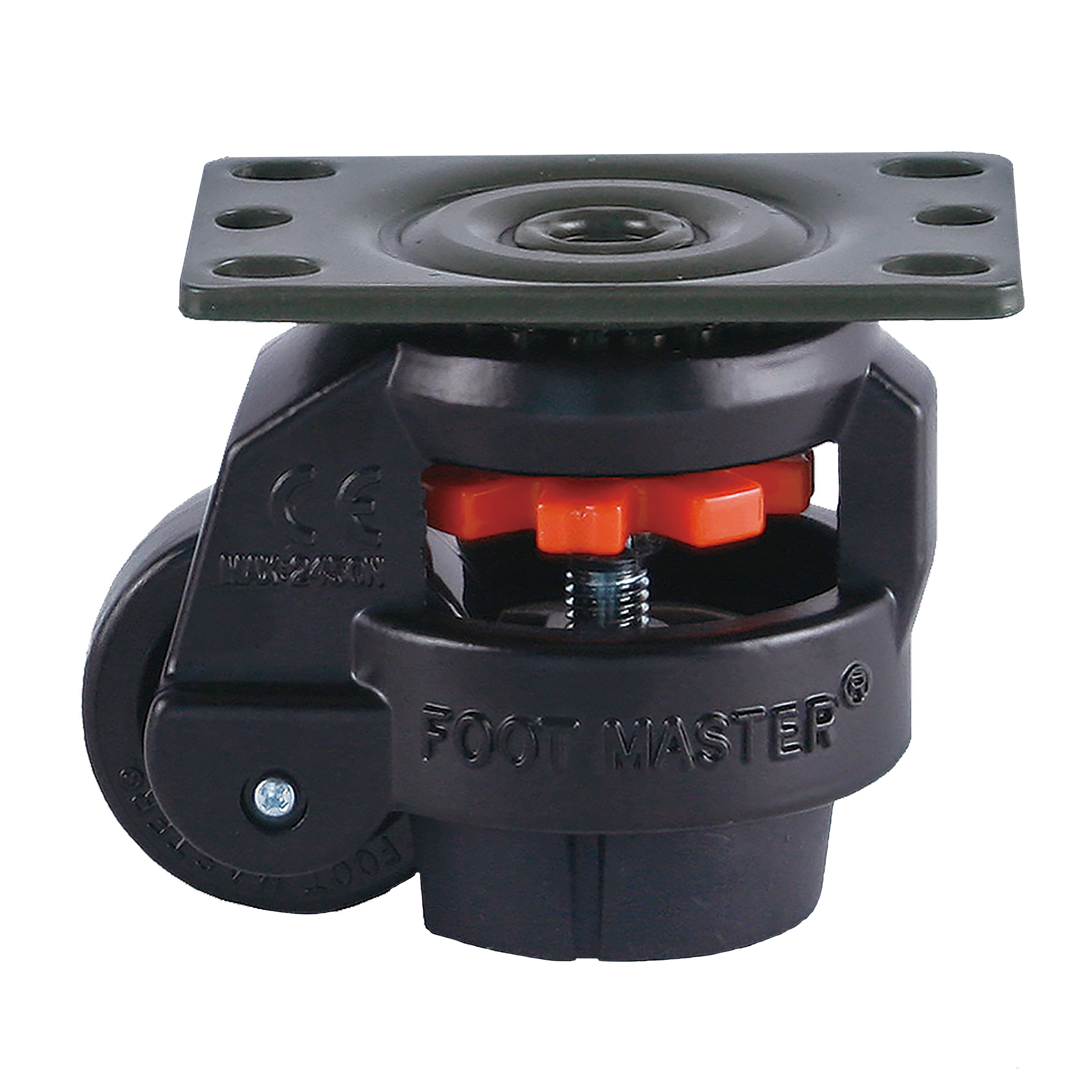 Footmaster GD Series Leveling Caster 64 x 95mm Wheel - GD-60F-BLK-PUS ...