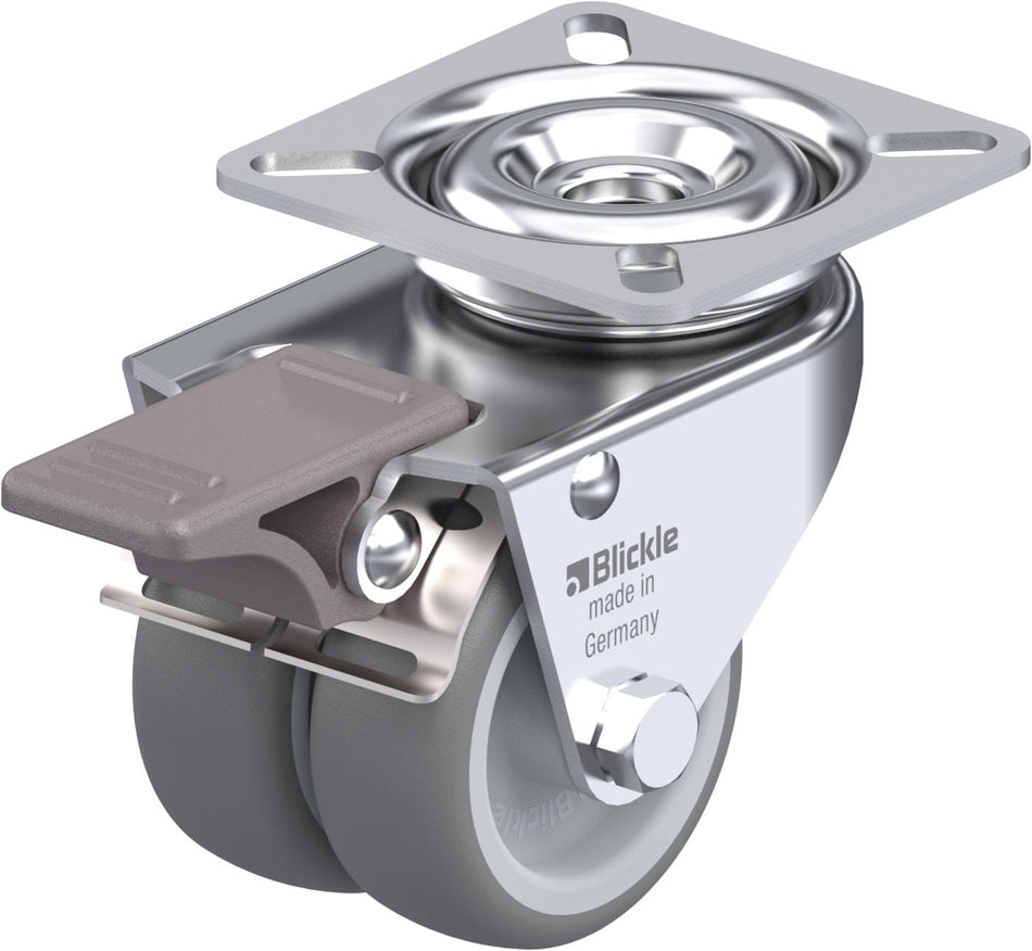 50mm x 19mm Blickle Rubber Caster stop-fix - LDA-TPA 50G-FI - Blickle