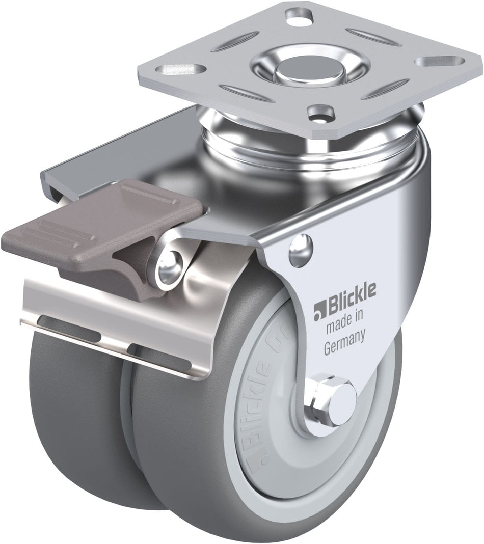 75mm x 25mm Blickle Rubber Caster stop-fix - LDA-TPA 75KF-FI - Blickle