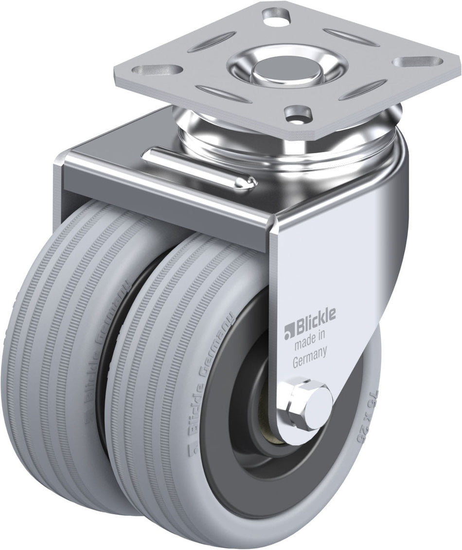 75mm x 25mm Blickle Rubber Caster without lock - LDA-VPA 75K - Blickle