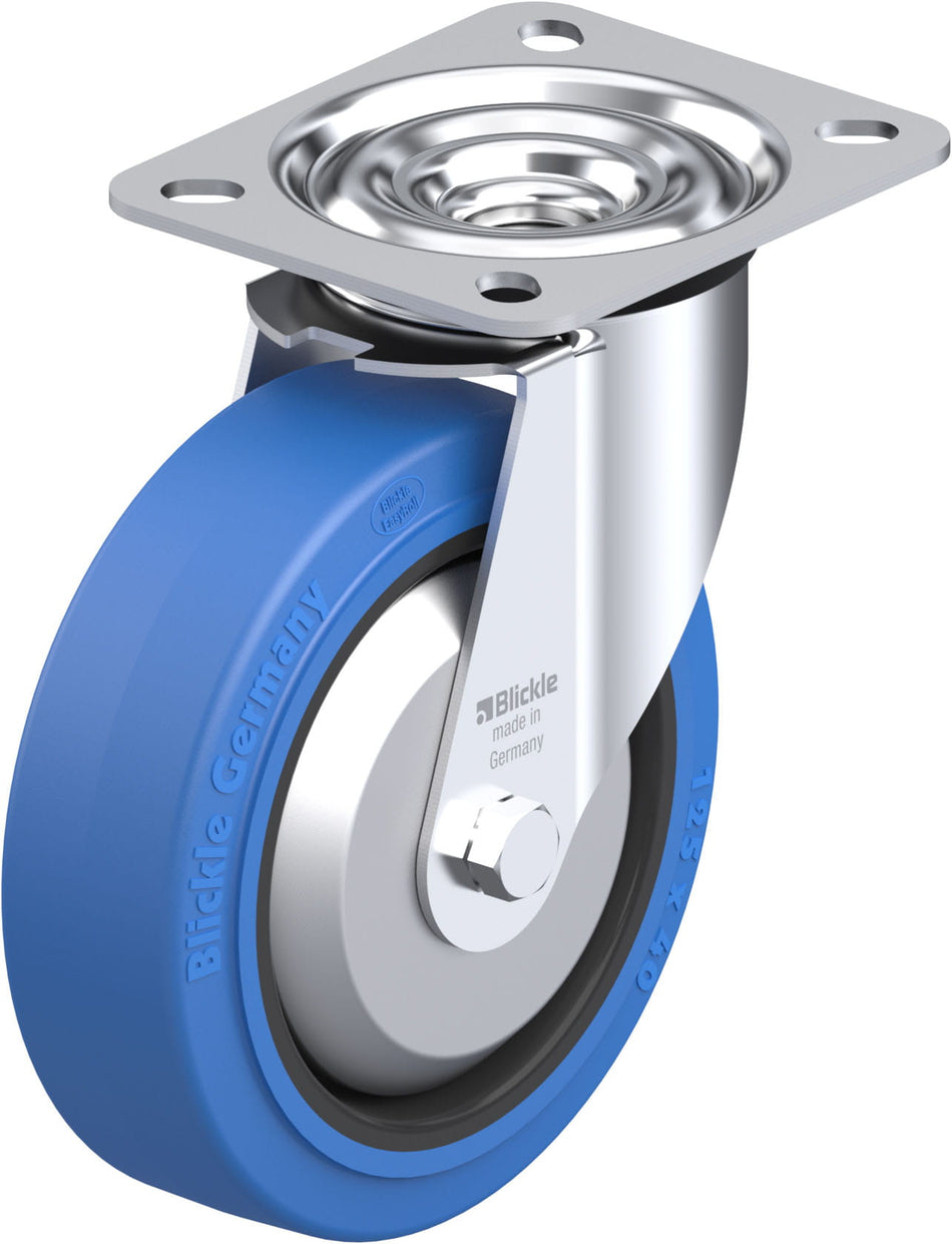 125mm x 37mm Blickle Rubber Caster without lock - LE-POEV 125XR-SB-FA - Blickle