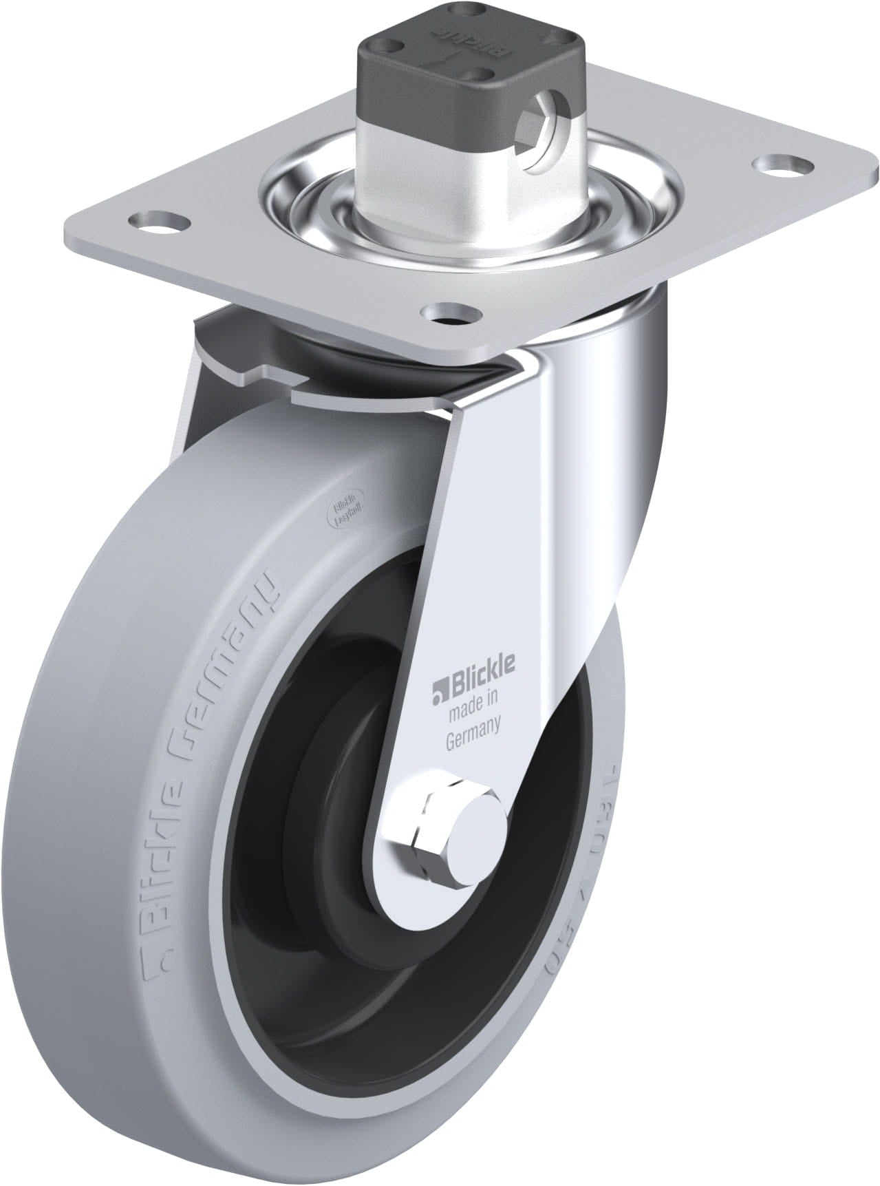160mm x 50mm Blickle Rubber Caster central-stop - LE-POEV 160KA-CS11-S ...