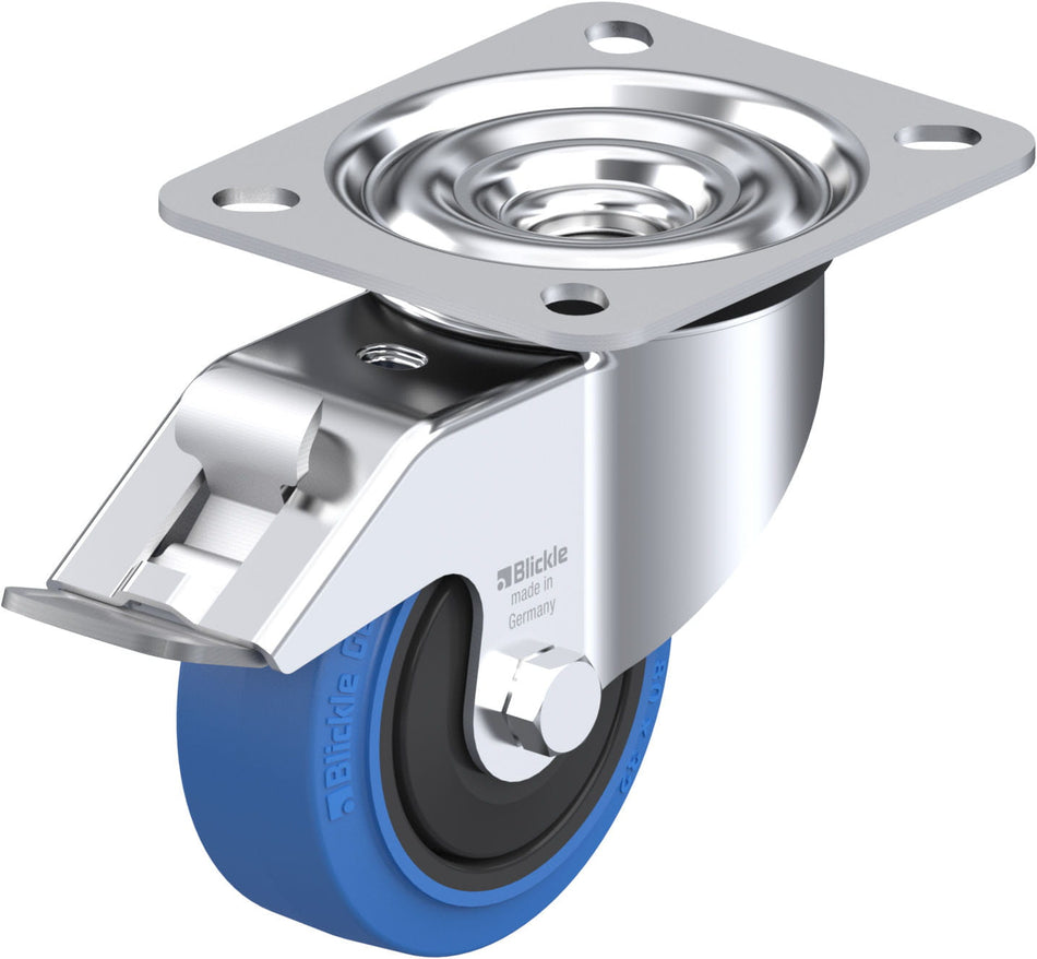 80mm x 32mm Blickle Rubber Caster stop-fix - LE-POEV 80KF-FI-SB - Blickle