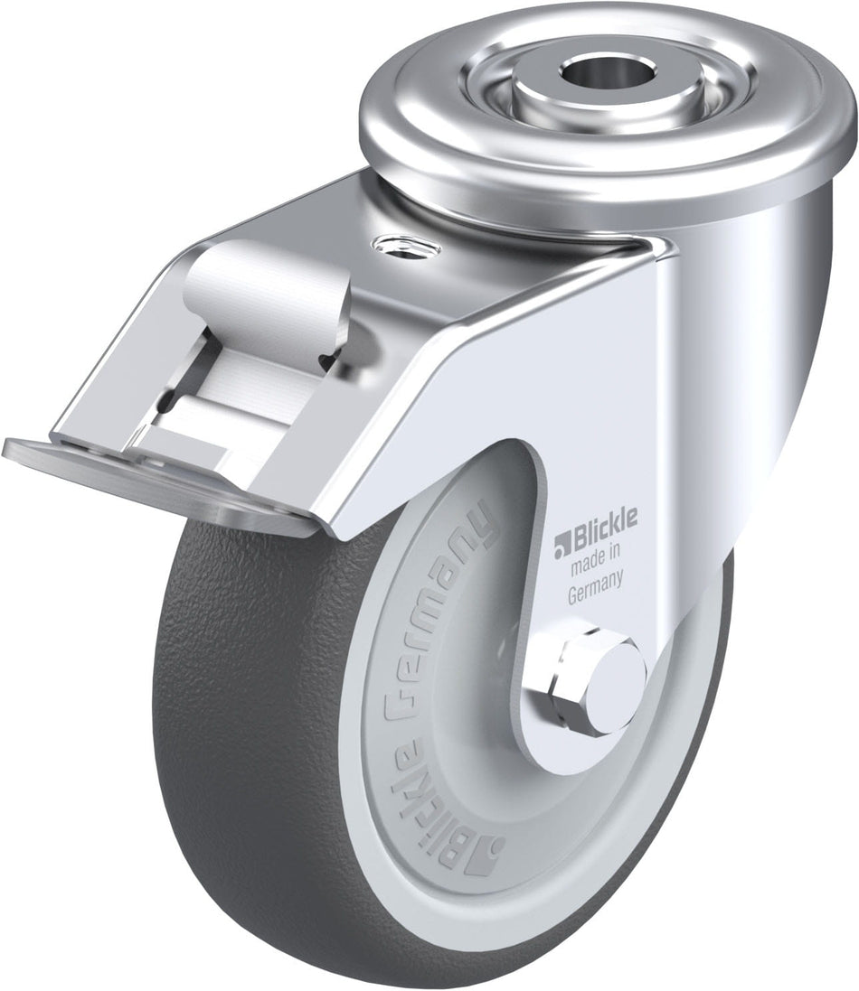 100mm x 32mm Blickle Polyurethane Caster stop-fix - LER-PATH 100KF-FI - Blickle