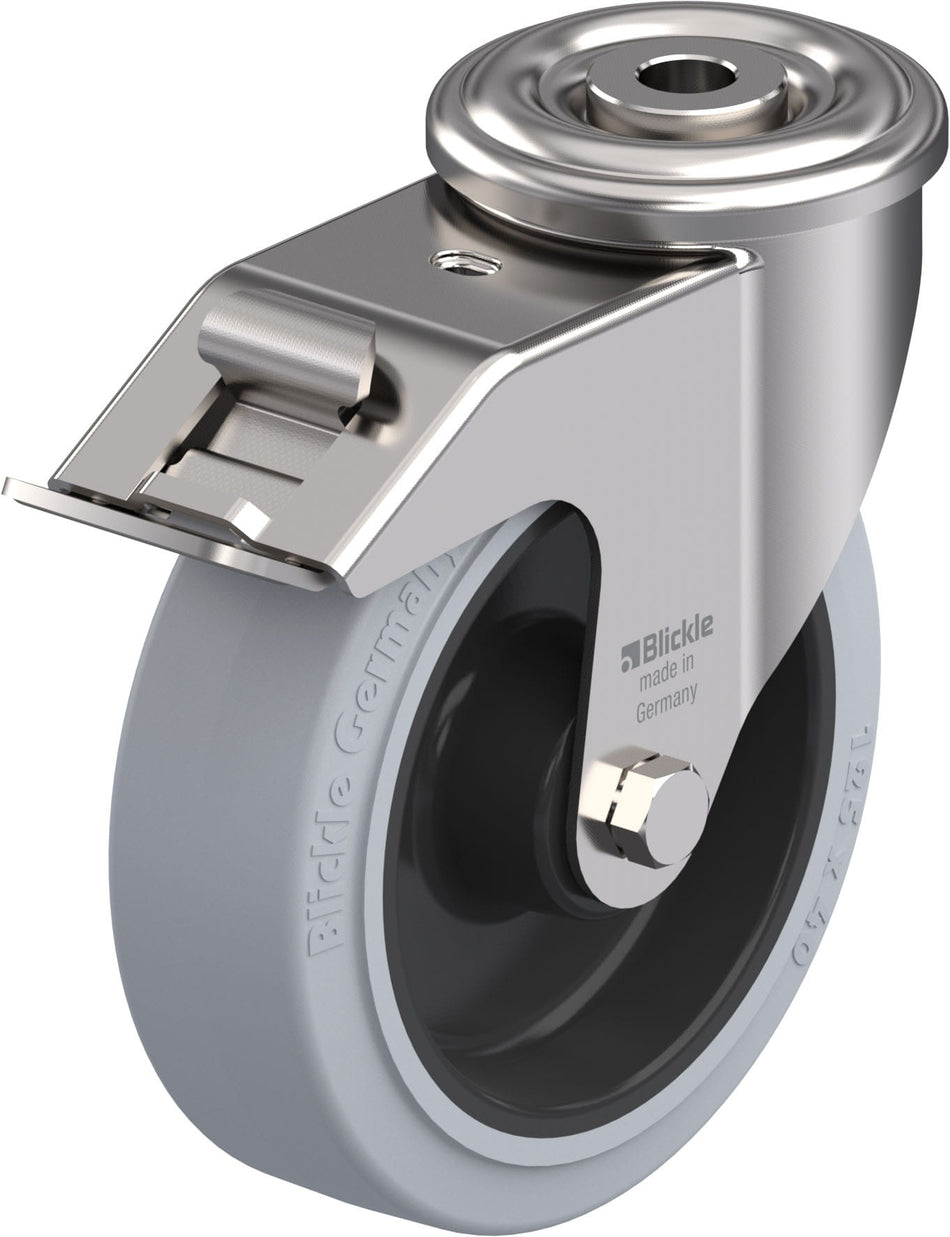 125mm x 37mm Blickle Rubber Caster stop-fix - LEXR-POEV 125XR-FI-SG - Blickle