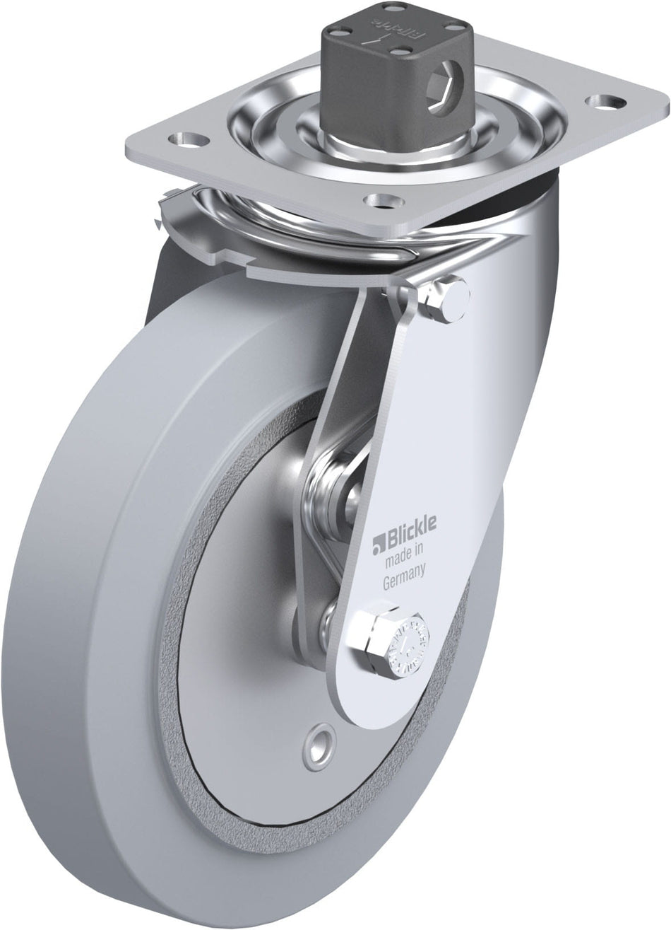 200mm x 50mm Blickle Rubber Caster drum brake - L-GEV 200K-TM13-SG - Blickle