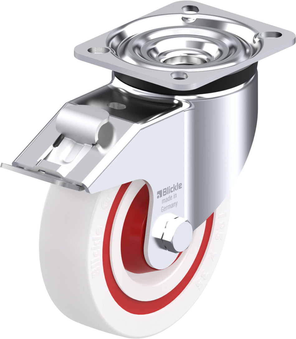 125mm x 35mm Blickle Synthetic Caster stop-fix - LK-POW 125KF-1-FI - Blickle