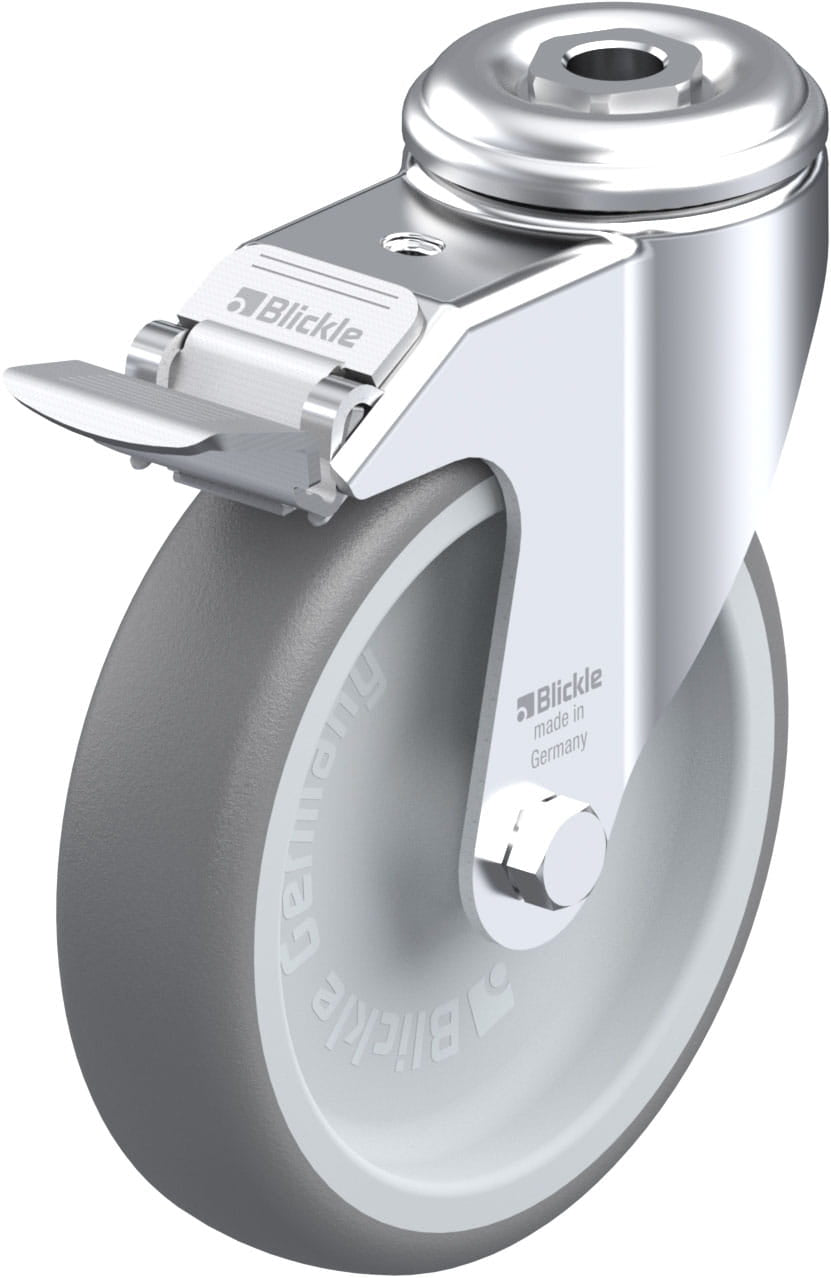 125mm x 32mm Blickle Rubber Caster stop-fix - LKRA-TPA 126G-FI - Blickle
