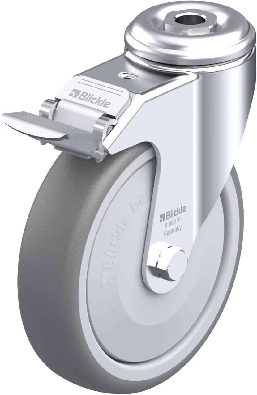 125mm x 32mm Blickle Rubber Caster stop-fix - LKRA-TPA 126KF-FI - Blickle