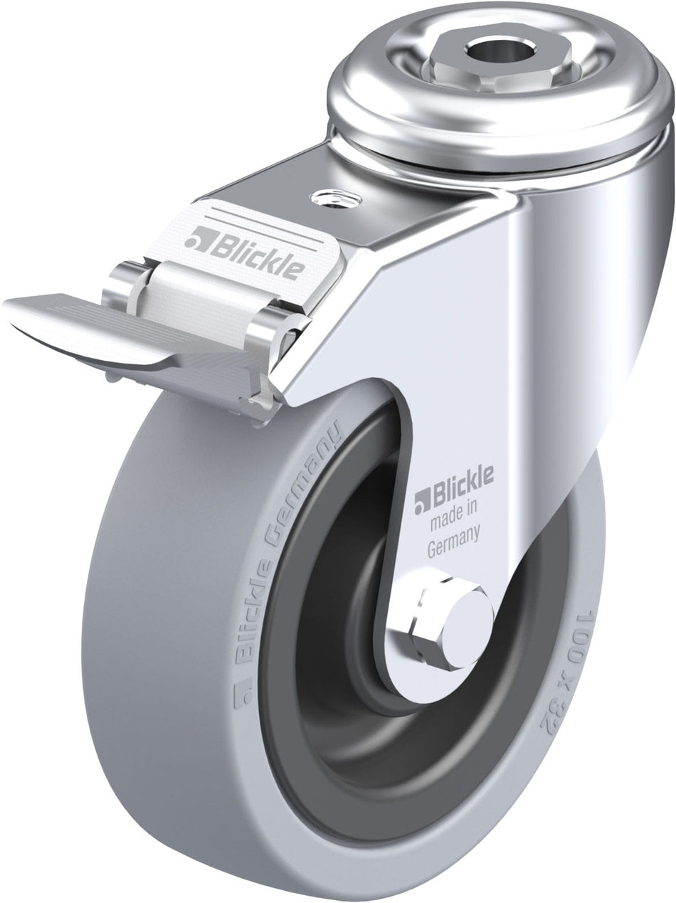 100mm x 32mm Blickle Rubber Caster stop-fix - LKRA-VPA 101K-11-FI - Blickle