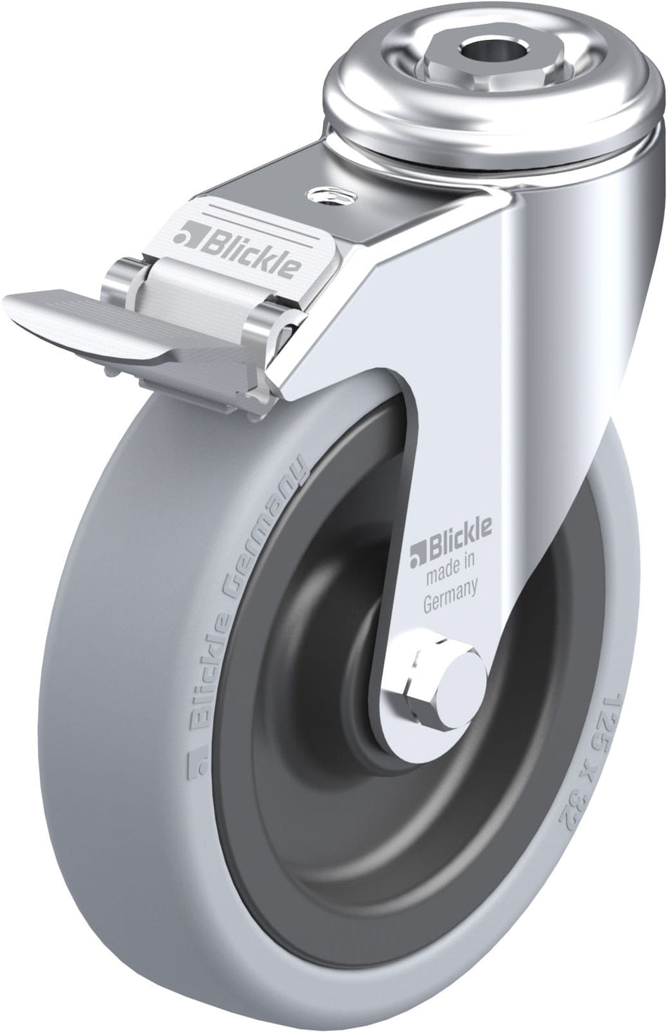 125mm x 32mm Blickle Rubber Caster stop-fix - LKRA-VPA 126K-11-FI - Blickle