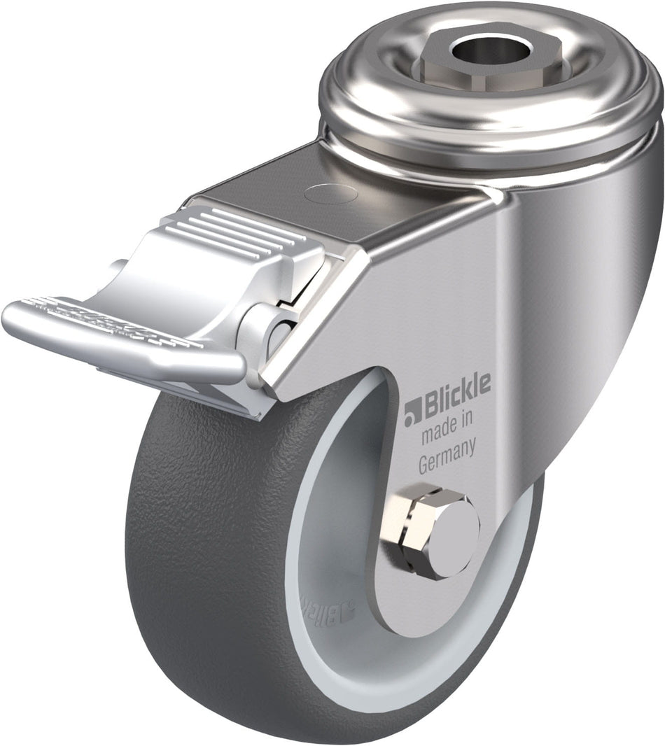 80mm x 32mm Blickle Polyurethane Caster stop-fix - LKRXA-PATH 80G-FI - Blickle