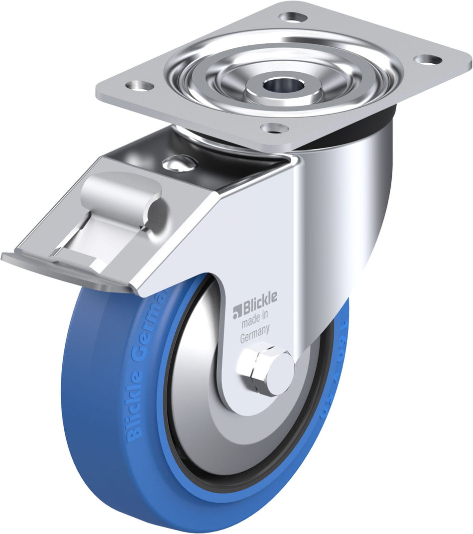 160mm x 50mm Blickle Rubber Caster stop-fix - L-POEV 160R-FI-SB-FA - Blickle