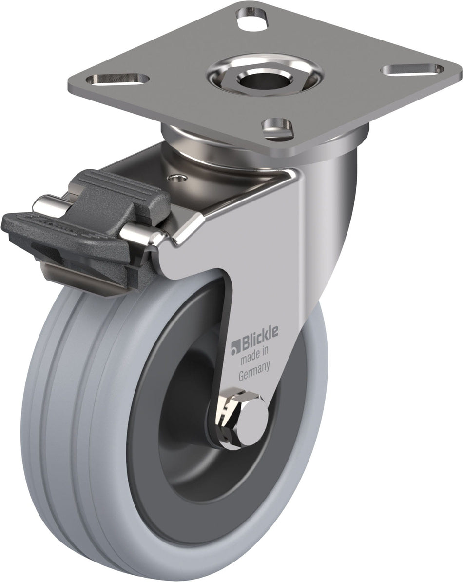 75mm x 25mm Blickle Rubber Caster stop-fix - LPXA-VPA 75G-FI - Blickle