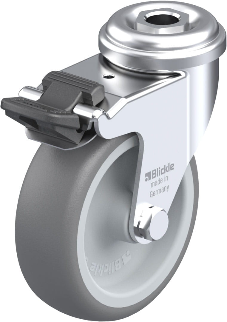 75mm x 25mm Blickle Rubber Caster stop-fix - LRA-TPA 75G-FI - Blickle