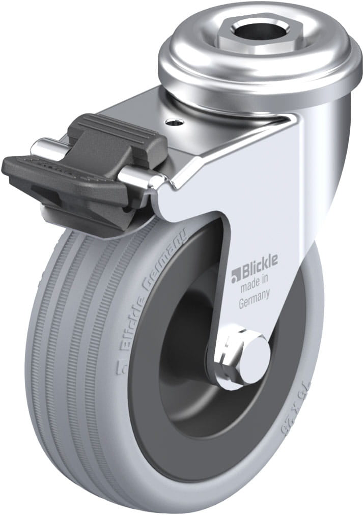 75mm x 25mm Blickle Rubber Caster stop-fix - LRA-VPA 75G-FI - Blickle